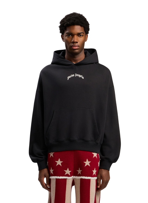 Photo: Palm Angels Curved Logo Loose Hooded Sweatshirt