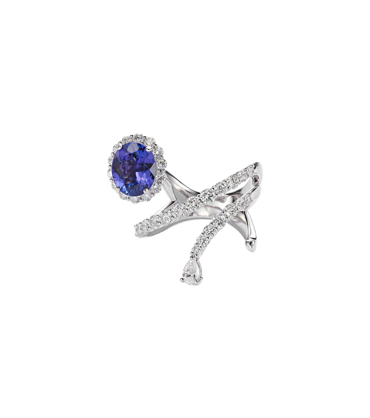 Photo: Yeprem 18kt white gold ring ((750/1000)) with diamonds and tanzanite