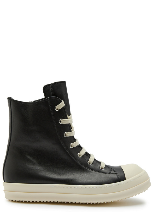Photo: Rick Owens Leather High-top Sneakers Black