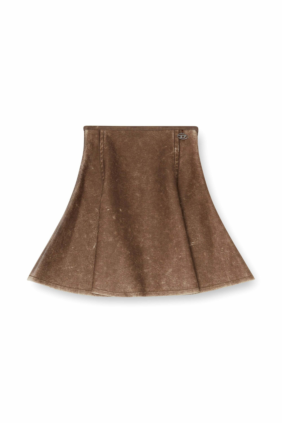 Diesel Flared miniskirt in bonded material - Skirts Womens in Brown