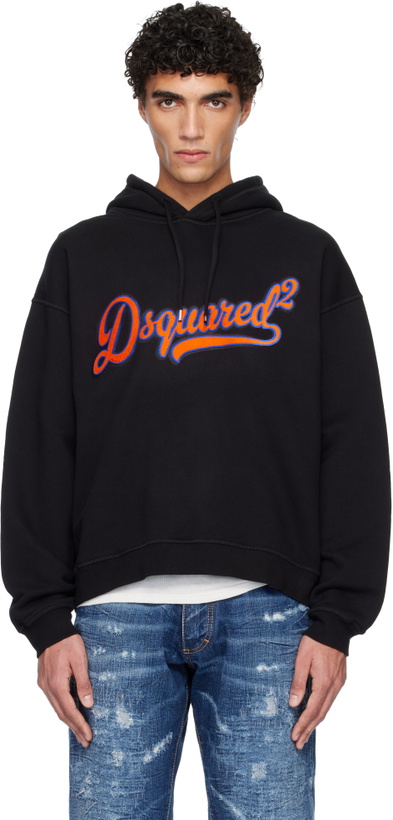 Photo: Dsquared2 Black Relax Fit Sponge Patch Hoodie