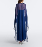 Simkhai Fiora caped organza-trimmed gown
