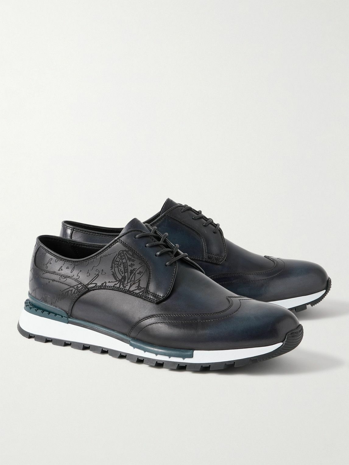Berluti - Fast Track Scritto Venezia Leather Sneakers - Blue Berluti