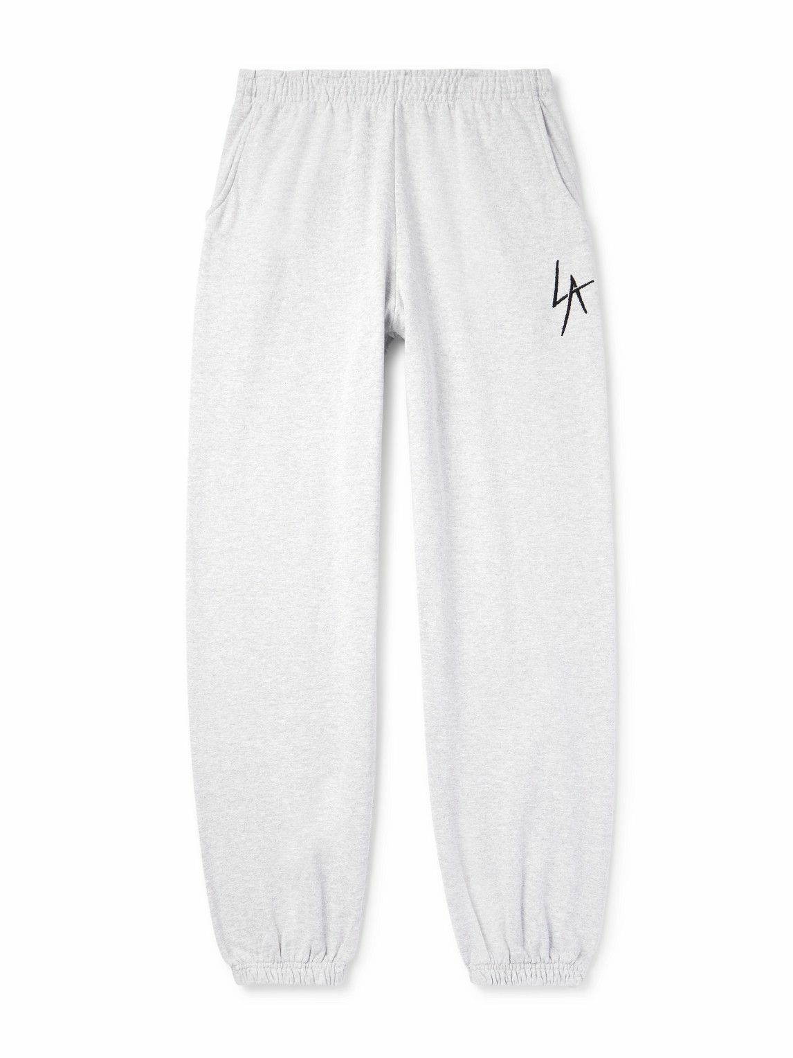 Local Authority LA - LA Slash Tapered Logo-Embroidered Cotton-Jersey Sweatpants - Gray