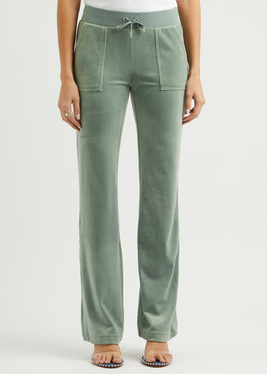 Juicy Couture Del Ray Logo Velour Sweatpants Green