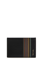 Paul Smith Signature Striped Logo Leather Card Holder - Black - One Size