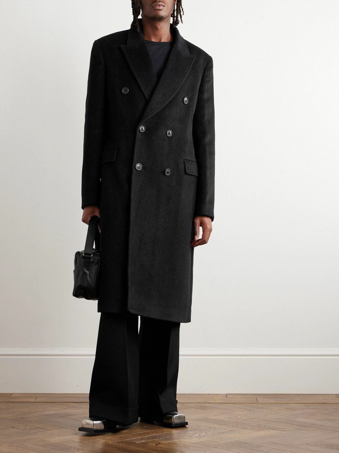Our Legacy - Whale Double-Breasted Mohair-Blend Coat - Black Our Legacy