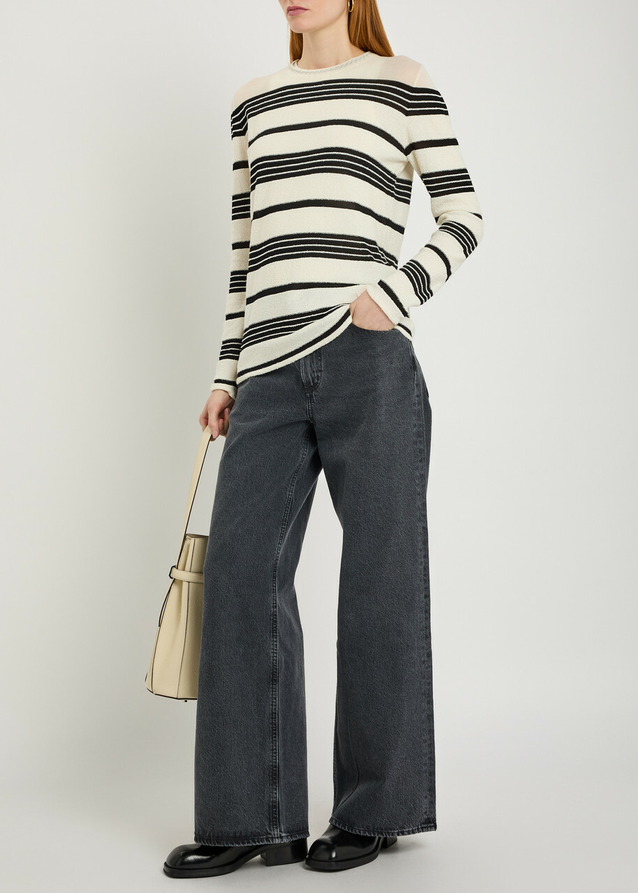 Moncler Striped Fine-knit Cotton-blend T-shirt Stripe