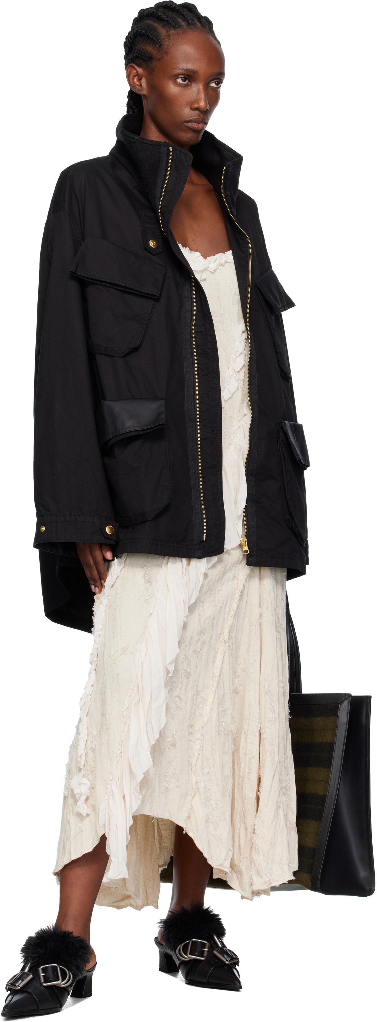 OPEN YY Black Cargo Pocket Field Jacket OPEN YY