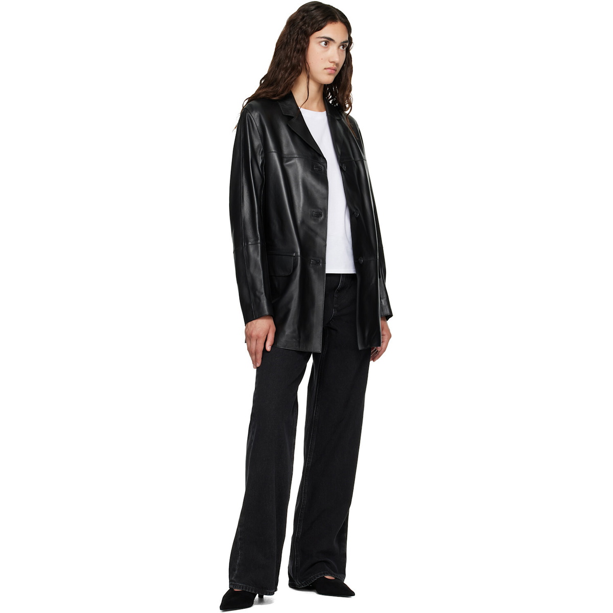 Loulou de Saison Black NARI Straight Leather Jacket
