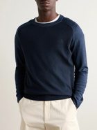 Etro - Logo-Embroidered Two-Tone Wool Sweater - Blue