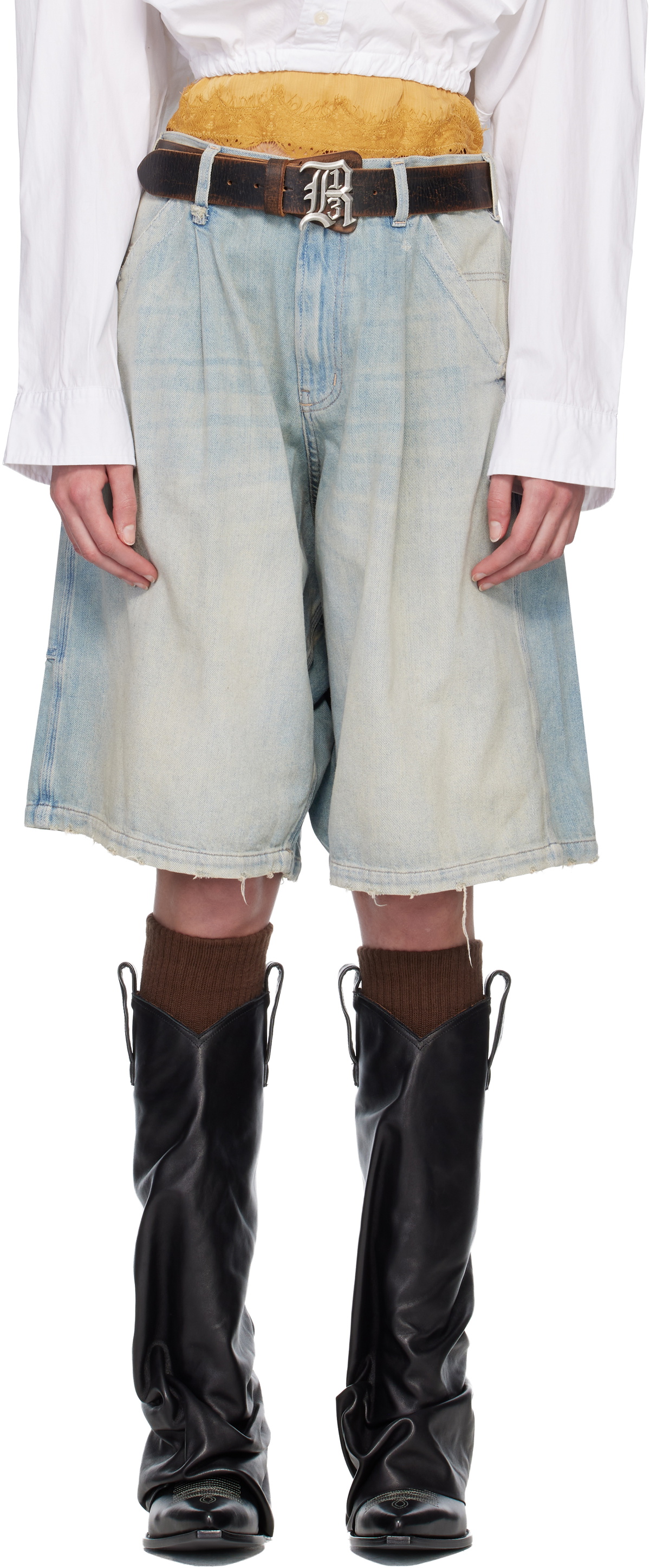 R13 SSENSE Exclusive Blue Baggy Jesse Carpenter Denim Shorts