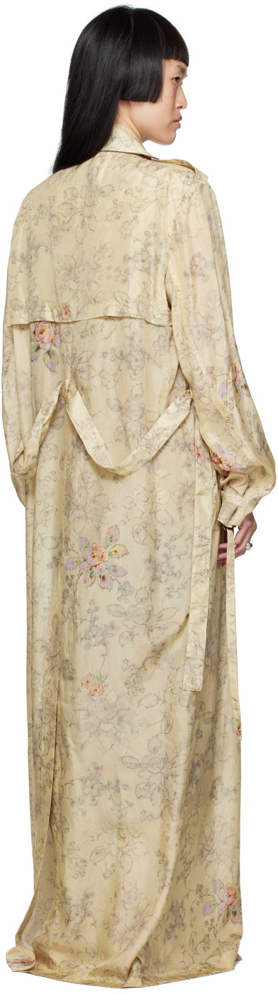 Dries Van Noten Off-White Floral Trench Coat Dries Van Noten