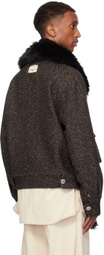 NULLUS Brown Detachable Faux-Fur Collar Jacket