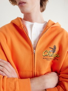Cherry Los Angeles - Logo-Print Cotton-Jersey Zip-Up Hoodie - Orange