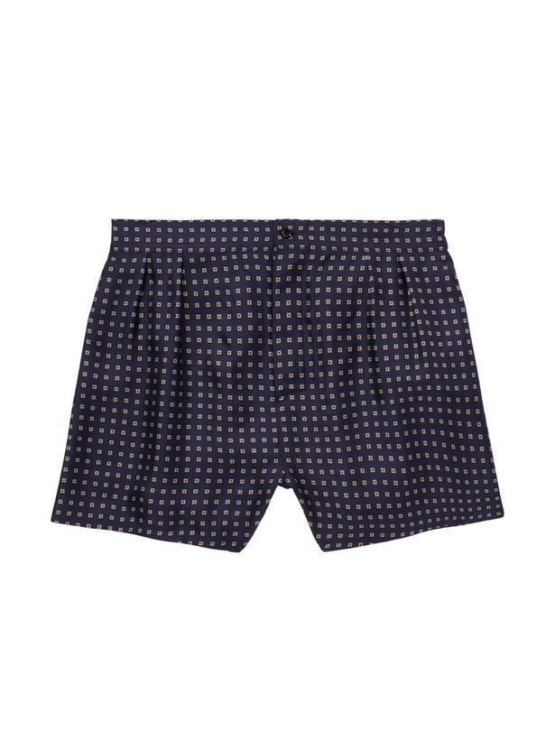Photo: SAINT LAURENT - Straight-Leg Printed Silk-Twill Shorts - Blue