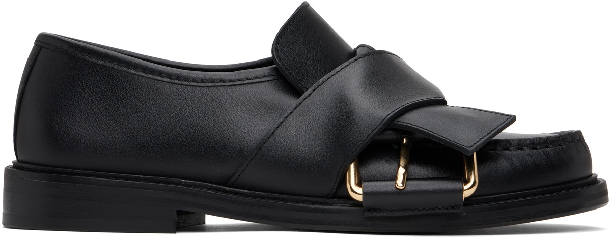 Moschino Black Belted Up Loafers