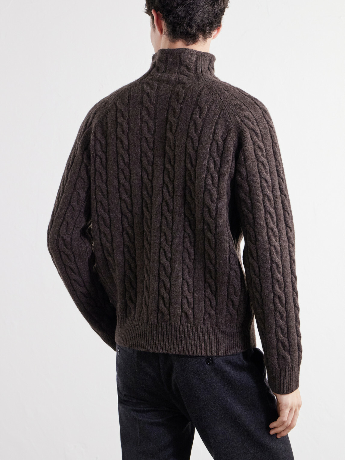 TOTEME - Cable-Knit Wool Rollneck Sweater - Brown