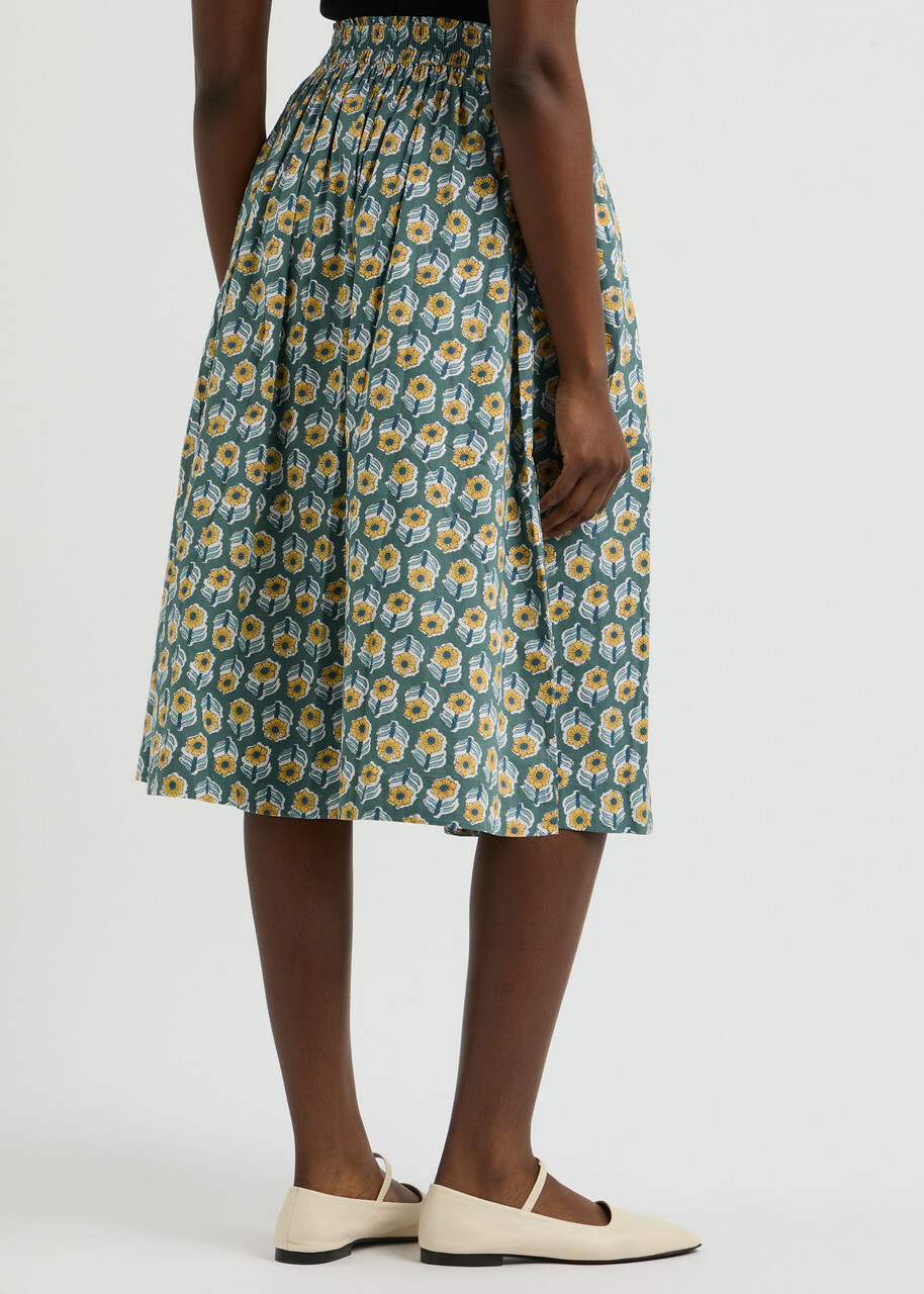 Skall Studio Ginny Floral-print Cotton Midi Skirt Multicoloured 1