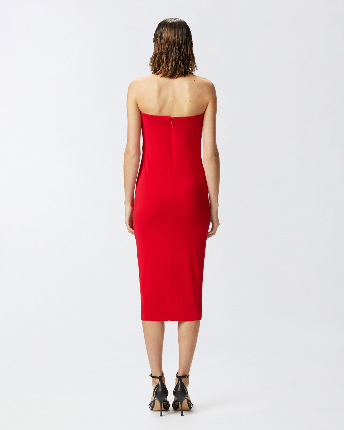 Pinko Evening Midi Dress With Contoured Neckline Lively Red