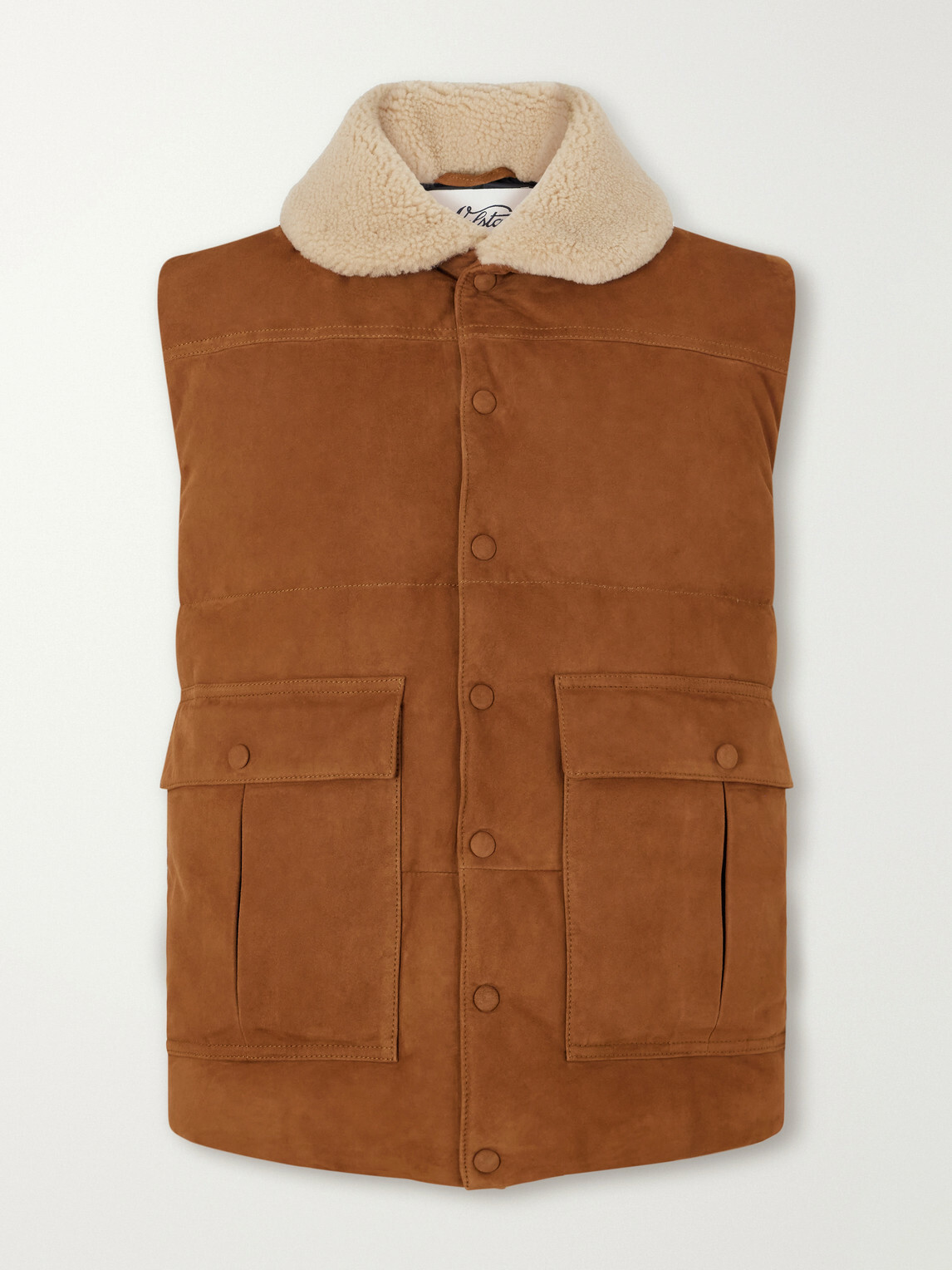 Valstar - Shearling-Trimmed Suede Down Gilet - Brown