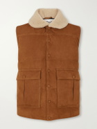 Valstar - Shearling-Trimmed Suede Down Gilet - Brown