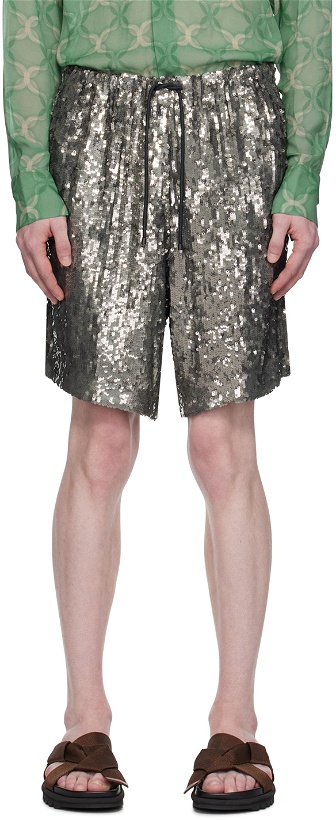 Photo: Dries Van Noten Silver Embellished Shorts