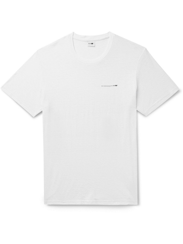 Photo: NN07 - Aspen Logo-Print Slub Cotton-Jersey T-Shirt - White