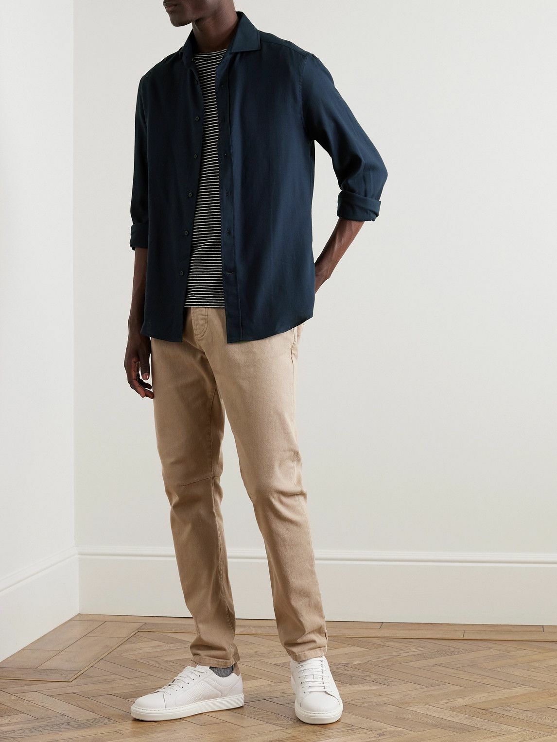 Brunello Cucinelli - Cotton and Cashmere-Blend Twill Shirt - Blue
