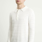 Carter Young Men's Cable Polo Sweater in Cream