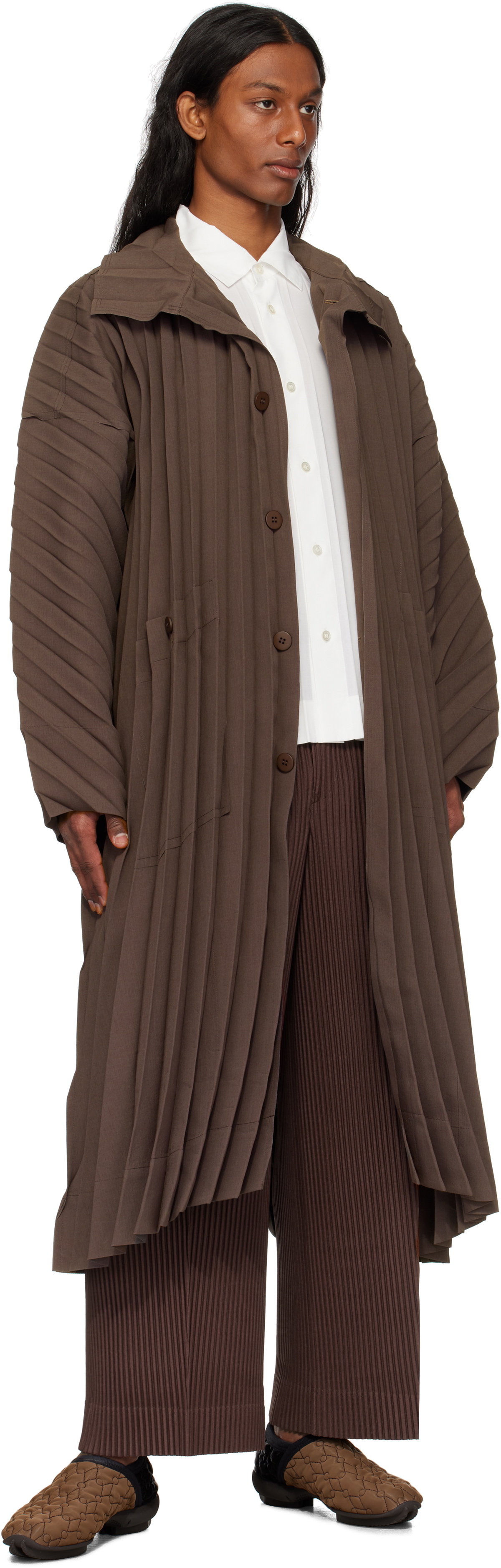 HOMME PLISSÉ ISSEY MIYAKE Brown Edge Light Coat Homme Plisse Issey