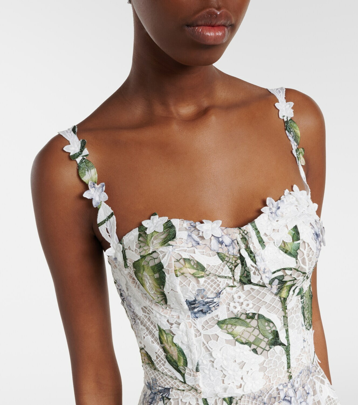 Oscar de la Renta Floral bustier gown