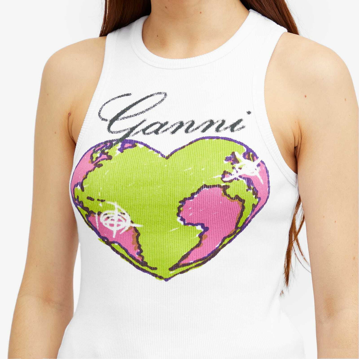 Graphic Rib Heart Tank Top