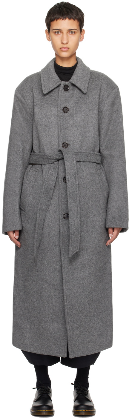 AMOMENTO Gray Belted Coat