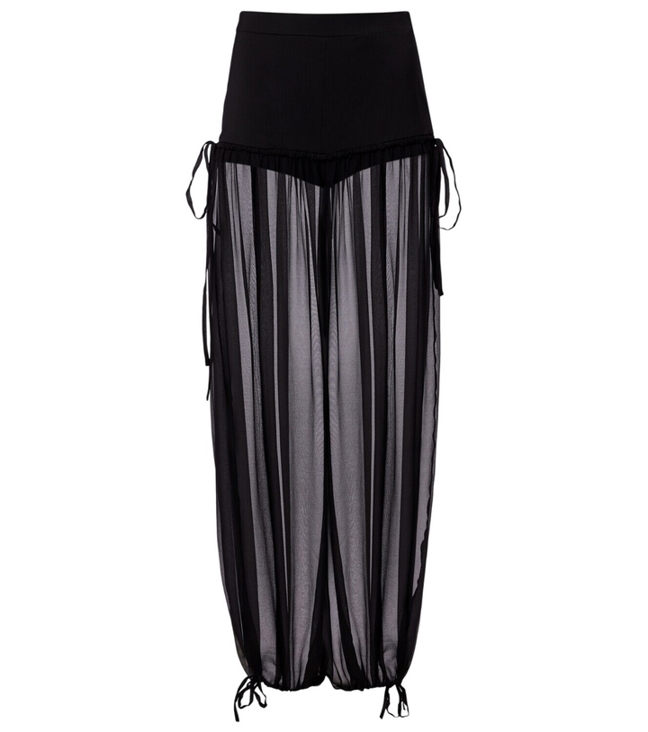 Photo: Nensi Dojaka Mesh-trimmed silk balloon pants