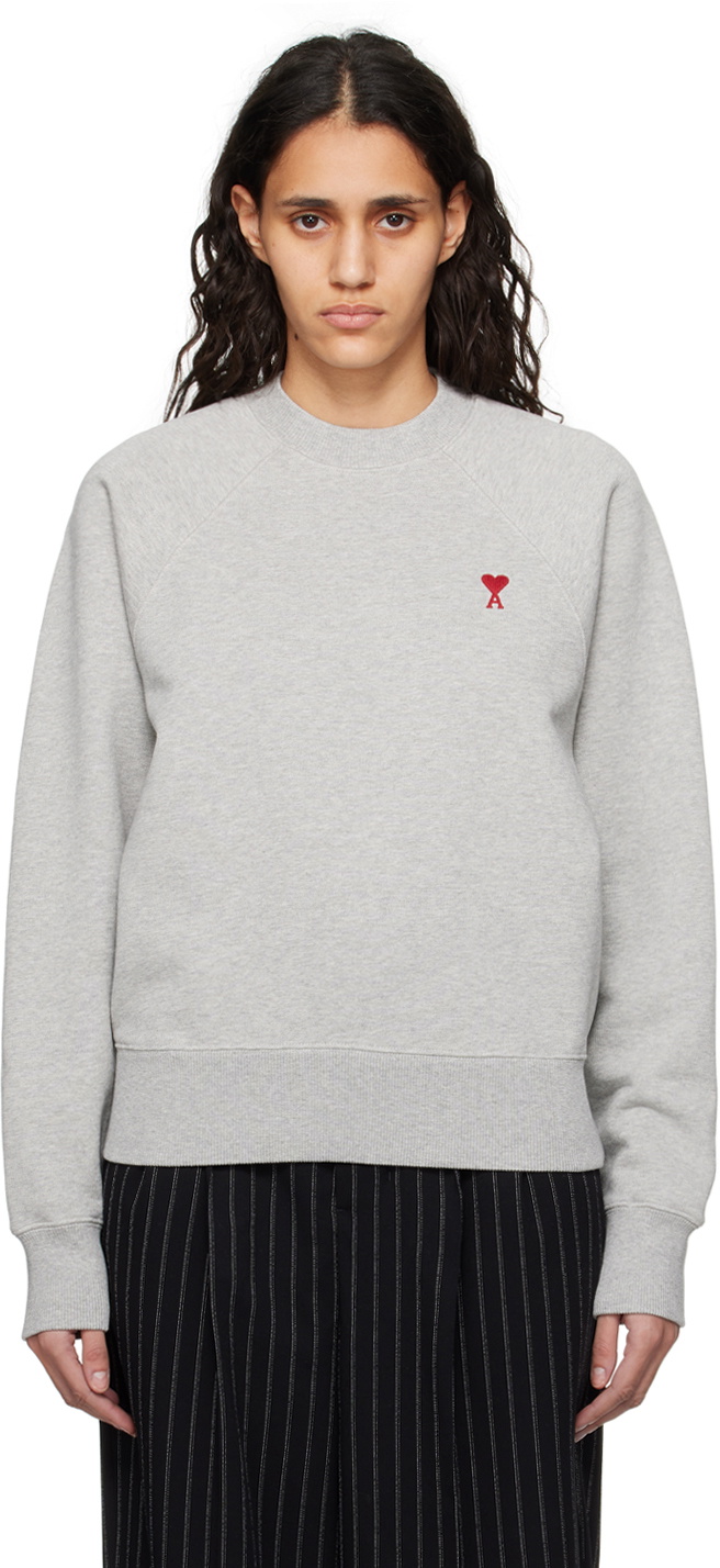 AMI Paris Gray Ami de Cœur Sweatshirt AMI