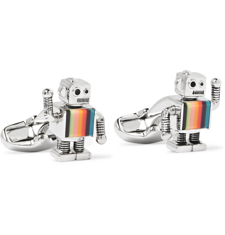 Photo: Paul Smith - Robot Silver-Tone and Enamel Cufflinks - Silver