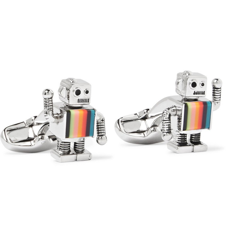 Photo: Paul Smith - Robot Silver-Tone and Enamel Cufflinks - Silver