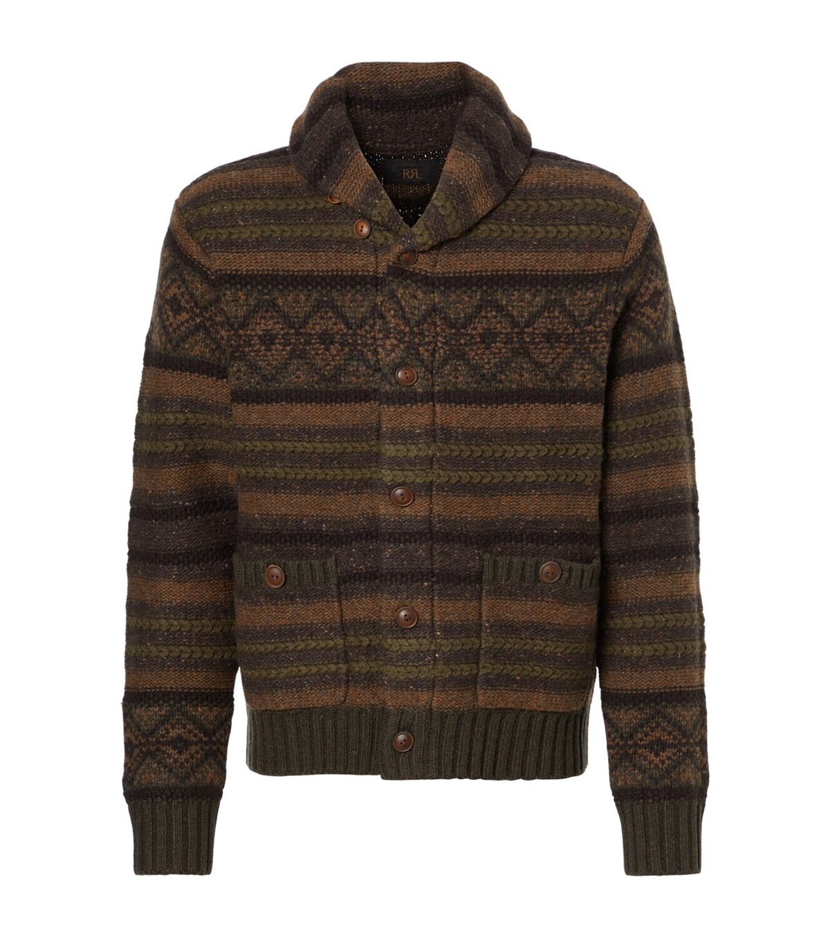 RRL - Angus Herringbone Cardigan - Brown RRL