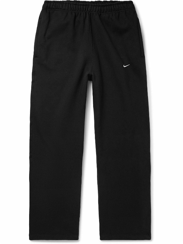 Photo: Nike - Solo Swoosh Straight-Leg Cotton-Blend Jersey Sweatpants - Black