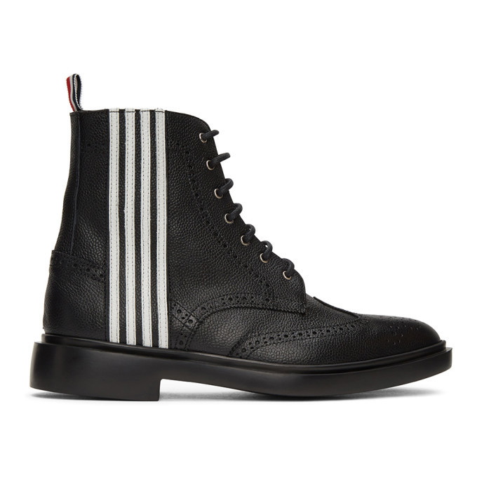 Photo: Thom Browne Black 4-Bar Wingtip Boots