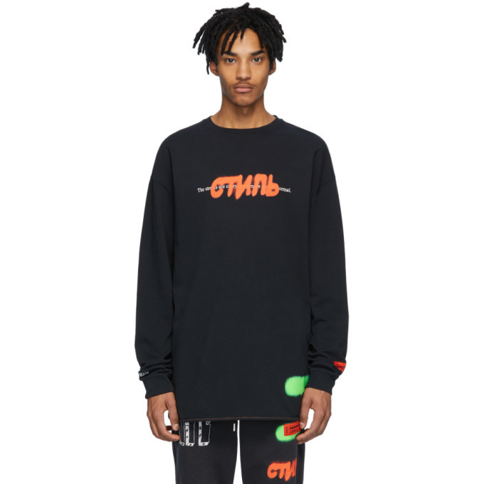 Photo: Heron Preston Black Spray Style Long Sleeve T-Shirt