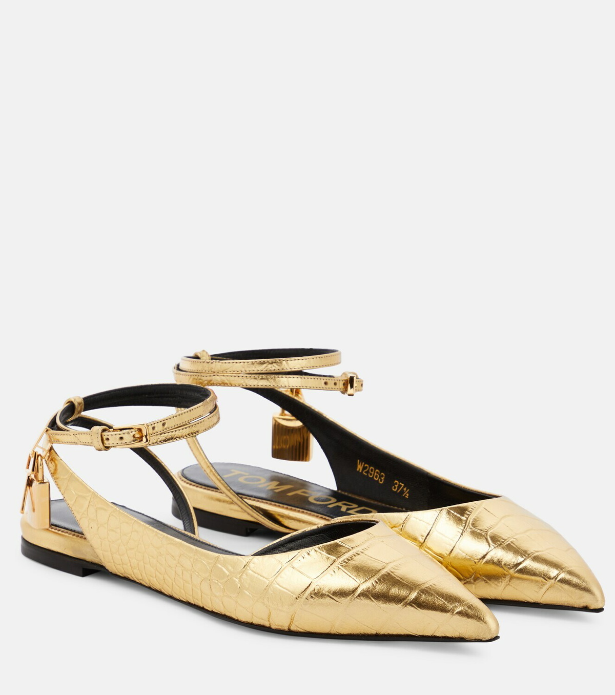 Tom Ford - Padlock croc-effect ballet flats