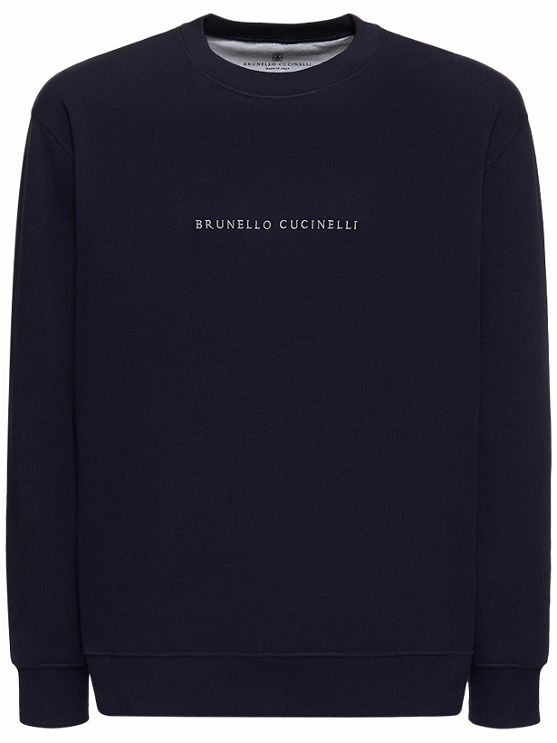 Photo: BRUNELLO CUCINELLI - Embroidered Logo Cotton Sweatshirt