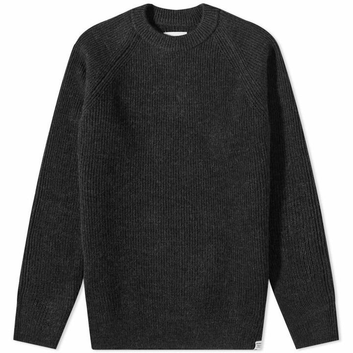 Photo: Norse Projects Men's Roald Chunky Cotton Knit in Charcoal Melange