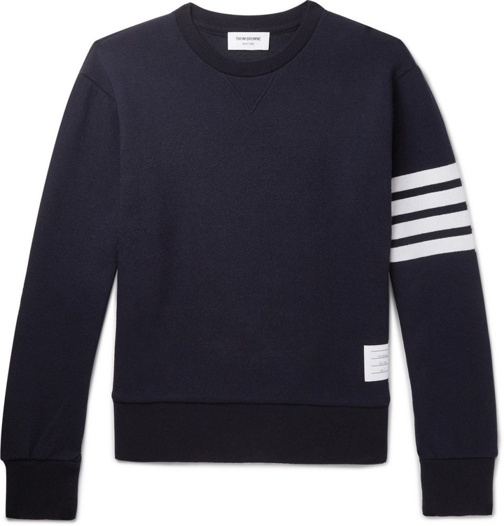 Photo: Thom Browne - Striped Cashmere and Cotton-Blend Sweater - Men - Navy