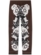 Valentino - Straight-Leg Floral-Print Silk-Crepe Trousers - Brown