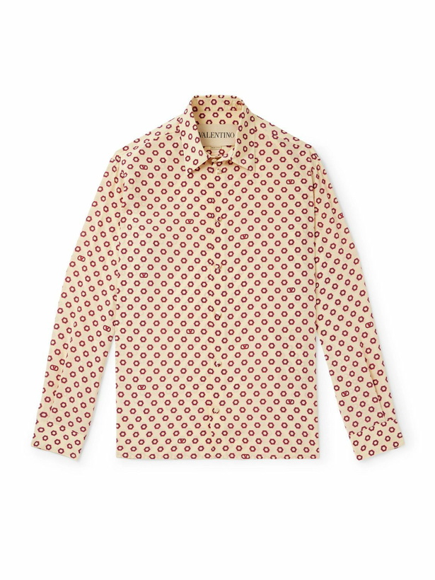 Photo: Valentino Garavani - Printed Silk Crepe de Chine Shirt - Neutrals