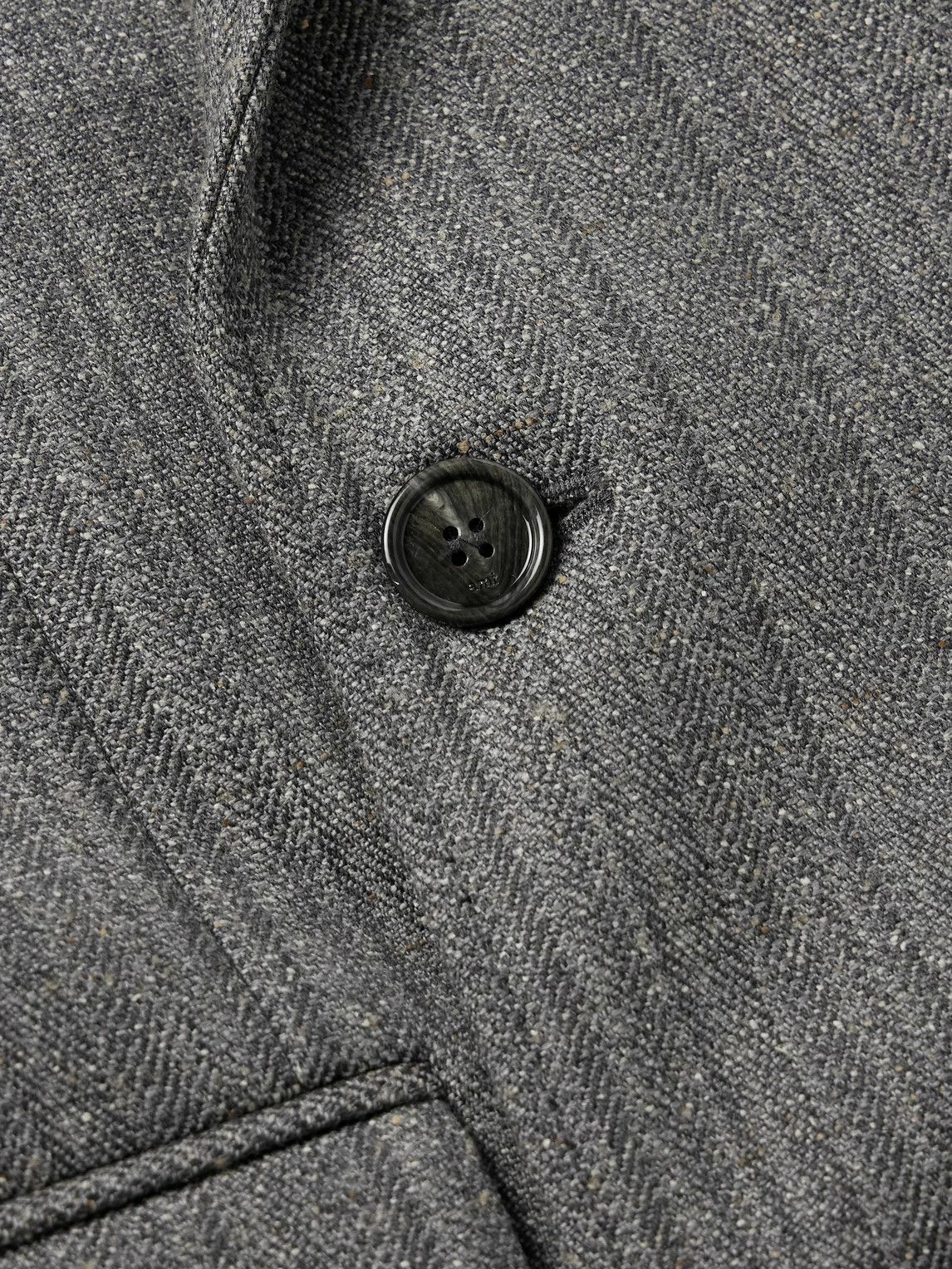 AMI PARIS - Double-Breasted Herringbone Virgin Wool-Blend Coat - Neutrals