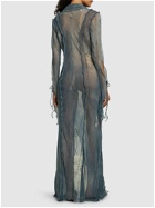ACNE STUDIOS Printed Satin Denim Effect Long Dress
